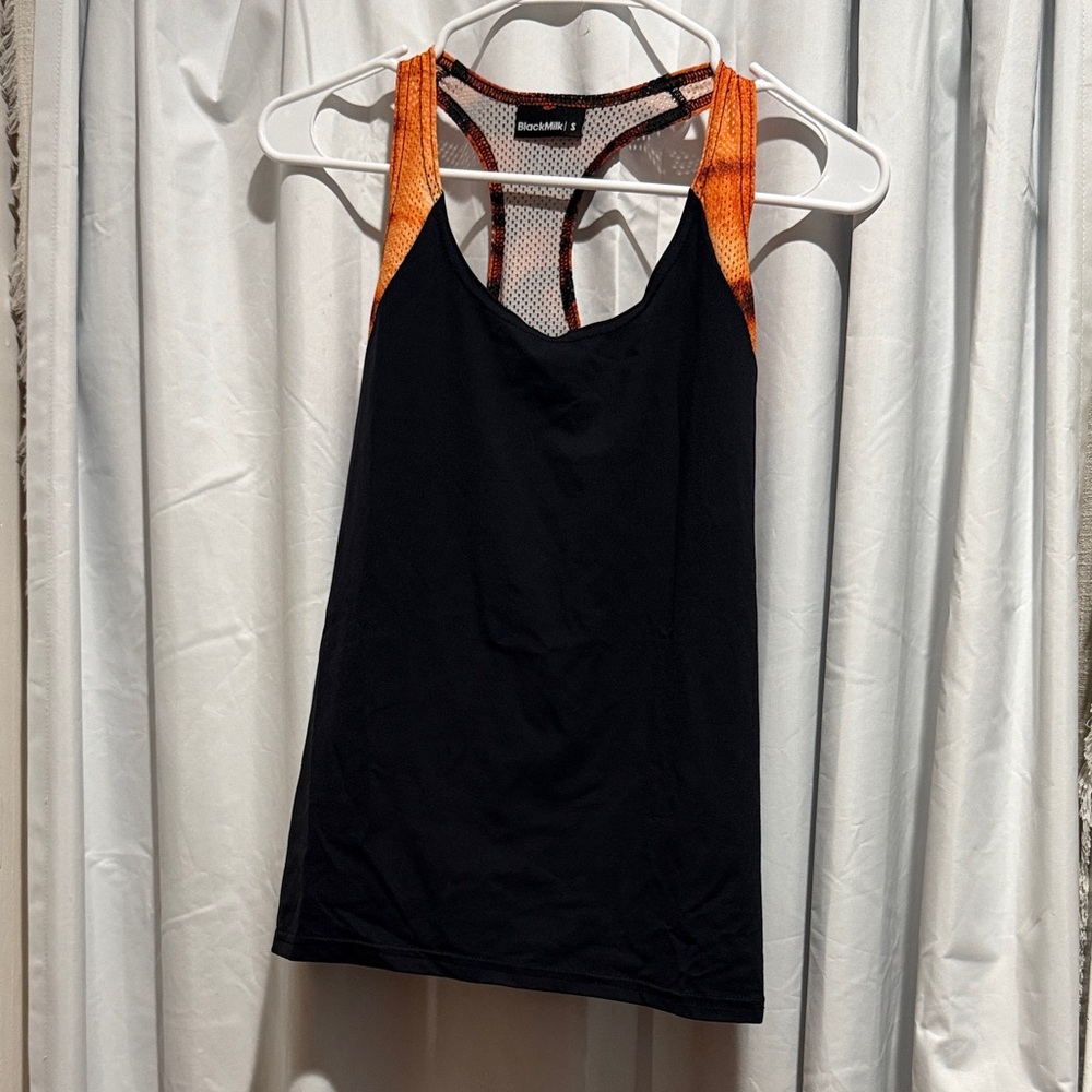 Blackmilk Black Tank with Orange Mesh Racerback